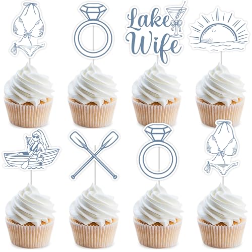 Wonmelody Cupcake-Topper für Junggesellinnenabschiede, Motiv: See, Ehefrau, Junggesellinnenabschied, Motiv: Liebe am See, Tischdekoration, Mädchenausflug, Campingzubehör für nautische Brautparty Wonmelody Cupcake-Topper für Junggesellinnenabschiede, Motiv: See, Ehefrau, Junggesellinnenabschied, Motiv: Liebe am See, Tischdekoration, Mädchenausflug, Campingzubehör für nautische Brautparty von Wonmelody