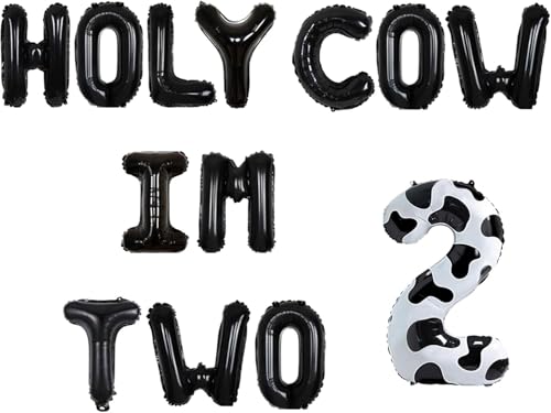 Wonmelody Dekoration zum 2. Geburtstag mit Kuhmotiven, Motiv: Heilige Kuh Ich bin zwei, Ballon-Banner Farmcow 2. Geburtstag, Partyzubehör, Nummer 2, Folienballon, Bauernhof, Tier, zweites Geburtstag Wonmelody Dekoration zum 2. Geburtstag mit Kuhmotiven, Motiv: Heilige Kuh Ich bin zwei, Ballon-Banner Farmcow 2. Geburtstag, Partyzubehör, Nummer 2, Folienballon, Bauernhof, Tier, zweites Geburtstag von Wonmelody
