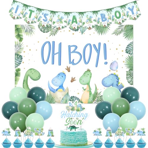 Wonmelody Dinosaurier-Babyparty-Dekor für Jungen, Blau mit Rawr its A Boy, Hintergrund-Banner schlüpfen, Dinosaurier-Babyparty, Cupcake-Topper, Zubehör für Oh Boy Hatching Soon Babyparty, Dino Roar Wonmelody Dinosaurier-Babyparty-Dekor für Jungen, Blau mit Rawr its A Boy, Hintergrund-Banner schlüpfen, Dinosaurier-Babyparty, Cupcake-Topper, Zubehör für Oh Boy Hatching Soon Babyparty, Dino Roar von Wonmelody