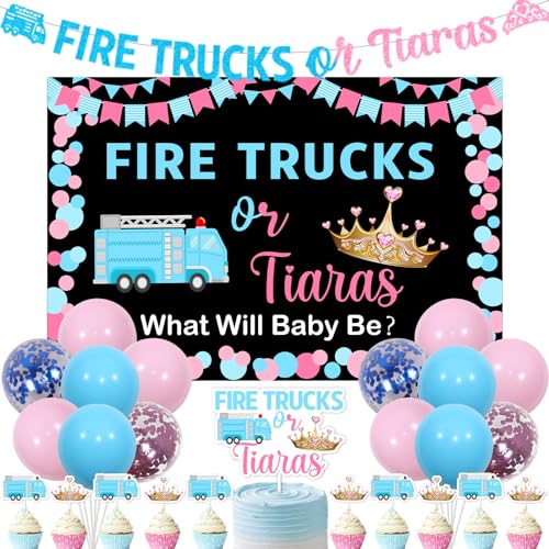Wonmelody Feuerwehrautos oder Tiaras Gender Reveal Decor with Fire Trucks Gender Reveal Cake Cupcake Toppers Fire Trucks or Tiaras Banner Pink and Blue Gender Reveal Supplies for Firetruck Baby Shower Wonmelody Feuerwehrautos oder Tiaras Gender Reveal Decor with Fire Trucks Gender Reveal Cake Cupcake Toppers Fire Trucks or Tiaras Banner Pink and Blue Gender Reveal Supplies for Firetruck Baby Shower von Wonmelody
