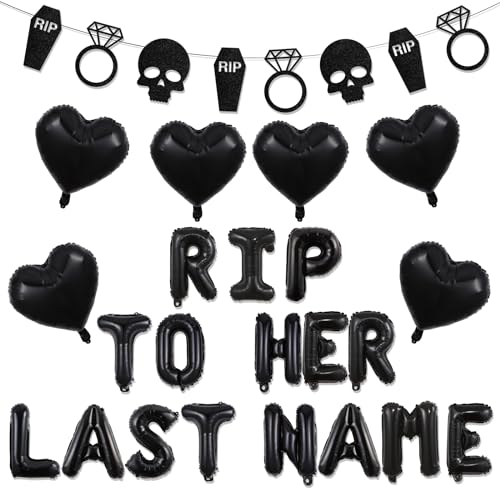 Wonmelody Gothic Bachelorette Party Dekoration Rip to Her Last Name Ballon Banner Schwarz Brautparty Party Dekor Rip Single Life Bride to be Party Dekor Spaß Bach Bride or Die Hochzeit Verlobung Wonmelody Gothic Bachelorette Party Dekoration Rip to Her Last Name Ballon Banner Schwarz Brautparty Party Dekor Rip Single Life Bride to be Party Dekor Spaß Bach Bride or Die Hochzeit Verlobung von Wonmelody