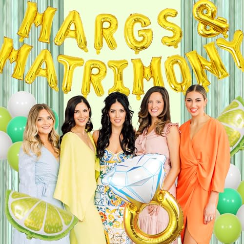 Wonmelody Margs And Matrimony Bachelorette Decorations Margs and Matrimony Balloon Banner Lemon Ring Banner Garland Balloon Green For Margarita Bachelorette Party Wedding Mexican Fiesta Bridal Shower von Wonmelody