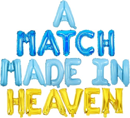 Wonmelody Match Made in Heaven Party-Dekorationen mit einem Match Made in Heaven, Ballon-Banner, Diamant-Ballon, Junggesellinnenabschied, Hochzeit, Party, Dekoration für Verlobung, Brautparty von Wonmelody