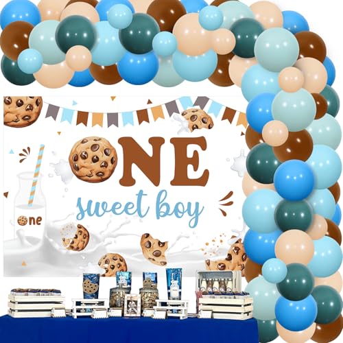 Wonmelody Milch und Kekse für den ersten Geburtstag, Party-Dekorationen, Kekse, 1. Geburtstag, Dekorationen mit einem süßen Jungen, Banner, Milch- und Keksballon-Girlande, Bogen für Jungen, erste Wonmelody Milch und Kekse für den ersten Geburtstag, Party-Dekorationen, Kekse, 1. Geburtstag, Dekorationen mit einem süßen Jungen, Banner, Milch- und Keksballon-Girlande, Bogen für Jungen, erste von Wonmelody
