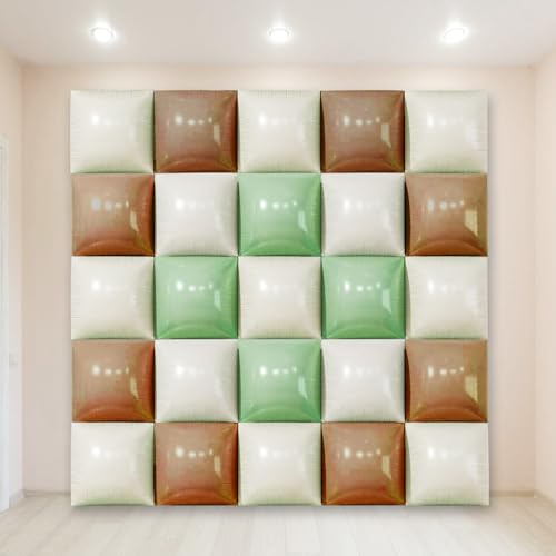 Wonmelody Quadratische Luftballons, Salbeigrün und Braun, 48,3 cm, doppelseitig, quadratisch, Folienballon-Wandhintergrund für grüne Geburtstage, Brautjubiläen, Babypartys, 25 Stück von Wonmelody