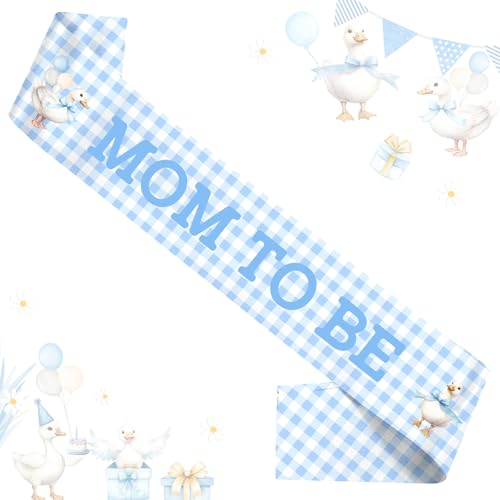 Wonmelody Silly Goose Babyparty-Dekorationen mit Gänsemotiv, blaue Schärpe für werdende Mütter, alberne Gans, Gingham-Babyparty-Schärpe, Bauernhoftier-Babyparty-Zubehör für lustige Gänseente Wonmelody Silly Goose Babyparty-Dekorationen mit Gänsemotiv, blaue Schärpe für werdende Mütter, alberne Gans, Gingham-Babyparty-Schärpe, Bauernhoftier-Babyparty-Zubehör für lustige Gänseente von Wonmelody