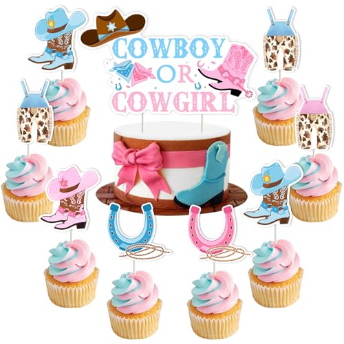 Wonmelody Western-Kuchenaufsatz, Motiv: Cowboy oder Cowgirl, Tortenaufsatz, Stiefel und Hut, Cupcake-Topper, Western-Wild-Geschlecht, Babyparty-Zubehör für Cowboy, Jungen oder Mädchen, er oder sie Wonmelody Western-Kuchenaufsatz, Motiv: Cowboy oder Cowgirl, Tortenaufsatz, Stiefel und Hut, Cupcake-Topper, Western-Wild-Geschlecht, Babyparty-Zubehör für Cowboy, Jungen oder Mädchen, er oder sie von Wonmelody