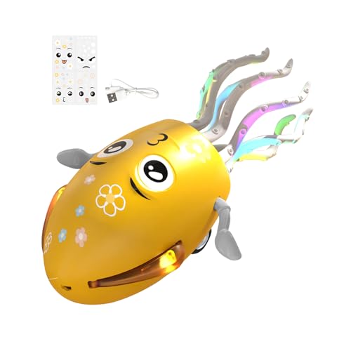 Wonsfuleu Kraken Spielzeug | Krabbelnder Tanzender Tintenfisch,Interaktiver Wackelroboter Mit Licht Und Musik Für Kinder 0-6 Jahre Sinnesentwicklung Kindergarten Zuhause Mädchen von Wonsfuleu