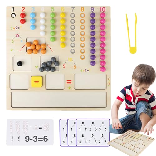 Wonsfuleu Perlenspielzeug, Holzperlenspiel | Brett -Perlenspielspielzeug | Math Holz Bunte interaktive Puzzle Sortieraktivitäten für Kinder im Klassenzimmer Erwachsene Zuhause von Wonsfuleu