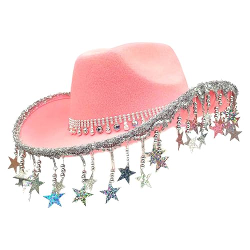 Wonsfuleu Sprudelnde Cowgirl -Hüte, Mädchen Cowgirl Hut mit Quasten - Western Cowboyhut | Glitzernde Kopfbedeckung mit fünffachen Star Quasten für Frauen Maskerade-Event Wonsfuleu Sprudelnde Cowgirl -Hüte, Mädchen Cowgirl Hut mit Quasten - Western Cowboyhut | Glitzernde Kopfbedeckung mit fünffachen Star Quasten für Frauen Maskerade-Event von Wonsfuleu