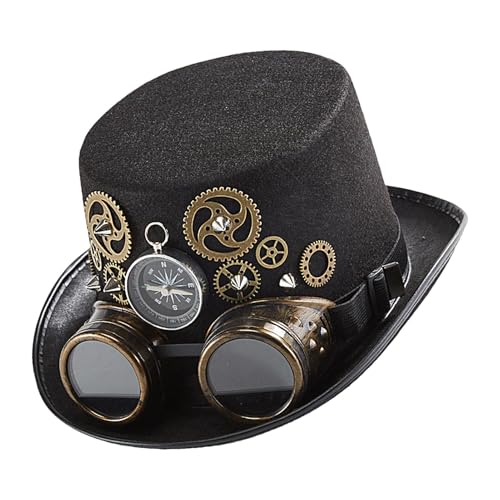 Wonsfuleu Steampunk-Hüte für Frauen, Steampunk-Cosplay-Hut | Zeitreisender Steampunk-Zylinder mit Brillen-Zahnrädern | Kostümzubehör für Cosplay-Maskerade, Anziehhut für Damen und Herren Wonsfuleu Steampunk-Hüte für Frauen, Steampunk-Cosplay-Hut | Zeitreisender Steampunk-Zylinder mit Brillen-Zahnrädern | Kostümzubehör für Cosplay-Maskerade, Anziehhut für Damen und Herren von Wonsfuleu