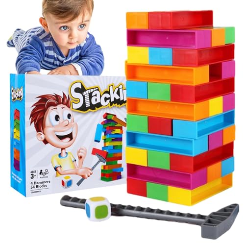 Wonsfuleu Tower Stack Game, Balance Board Game - ABS Classic Regenbogenblöcke Tower Stack - Pädagogik-Entwicklung Spielzeug zur Verbesserung der kognitiven Fähigkeiten, stärken Sie die von Wonsfuleu