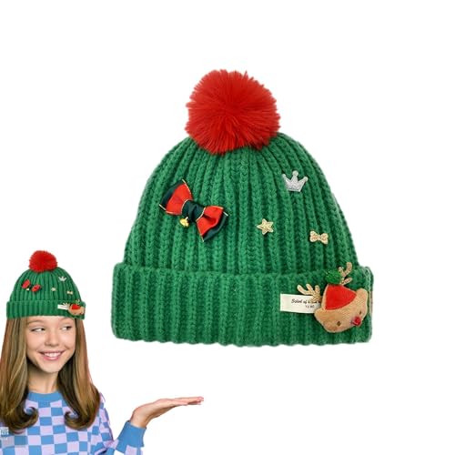 Wonsfuleu Weihnachts-Wintermütze, Weihnachtsstrickmütze, Warme Bommel-Strickmütze, Weihnachtsmannmütze, bedruckte Wollmütze, Winterstrickmütze für Kinder Wonsfuleu Weihnachts-Wintermütze, Weihnachtsstrickmütze, Warme Bommel-Strickmütze, Weihnachtsmannmütze, bedruckte Wollmütze, Winterstrickmütze für Kinder von Wonsfuleu