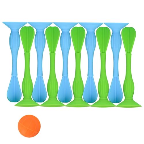 Wonsunte 11Er-Pack Vielseitige Silikonpfeile Mit Zielsaugnapf Blaues Und Grünes Weiches Tisch-Dartspiel Klebriges Wurfspielzeug-Set Für Indoor-Outdoor-Spiele Sport von Wonsunte