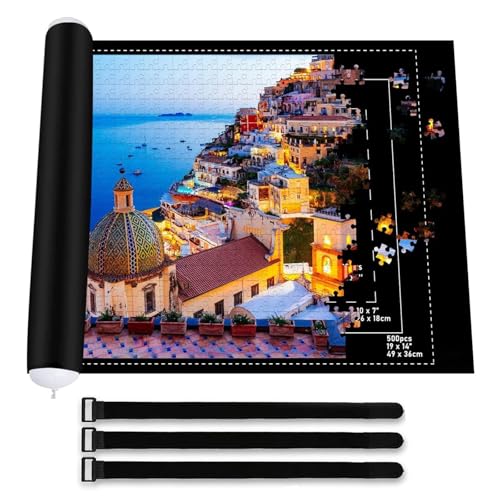 Puzzlematte, Puzzleteppich, Jigsaw Mat, mit bis 1000 1500 Puzzle Teile Puzzle Pad, Praktisches Zubehör zur Aufbewahrung von Puzzles（Schwarz） von Wonuante