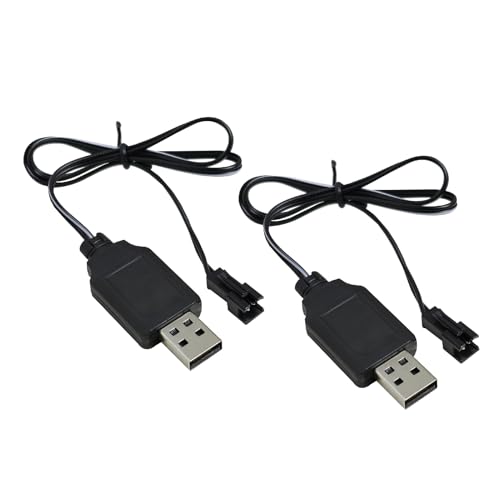 USB-Ladekabel für RC-Car, 4,8 V-250 mA, SM-Stecker, 50 cm, USB-Ladeadapter für ferngesteuertes Auto, Lipo-Akku-Ladegerät für RC-Fahrzeuge (2 Stück) von Wonvify