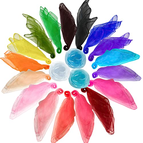 Wonwood_direct 20 Stück Square Jongliertücher Tanz Tücher Bunte Chiffontücher Bunte Tücher in 20 Farben 60x60cm Performance Schals für Kindergarten Kinder Party-Aktivitäten Zubehör Dekoration von Wonwood_direct