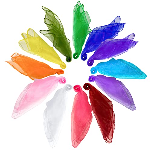 Wonwood_direct Square Jongliertücher 12 Stück 12 Farben Tanz Tücher Bunte Chiffontücher Bunte Tücher 60x60cm Performance Schals für Kindergarten Kinder Party-Aktivitäten Zubehör Dekoration von Wonwood_direct