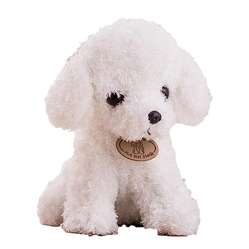 Wooauto 20cm/25cm Simulation Teddy Pudel Hunde Spielzeug Kuscheltier Hund Plüschtier Plüsch Stofftier Plüschpuppe Puppenwelpe Hundepuppe Spielzeug Geschenk für Kinder Mädchen Jungen,weiß 20CM von Wooauto