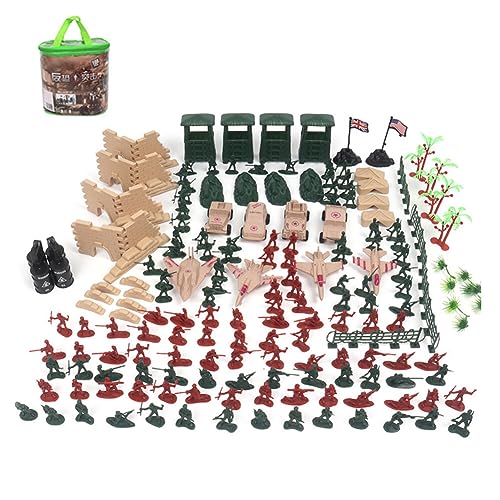 Wooauto 321Pcs Militärspielzeug Set,Mini Armee Spielzeug Spielset Militärspielzeug Bauklötze Modell mit Soldaten, Militärfiguren, Flugzeuge, Flaggen und Schlacht Zubehör, Lernspielzeug für Kinder von Wooauto