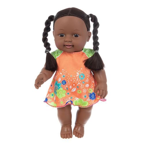 Wooauto Mini Babypuppe 12in Schwarz Afrika Wiedergeburt Baby Puppe Silikon Baby Puppen Spielzeug Realistische Neugeborene Babys mit Kleidern für Kinder, Typ 9 von Wooauto
