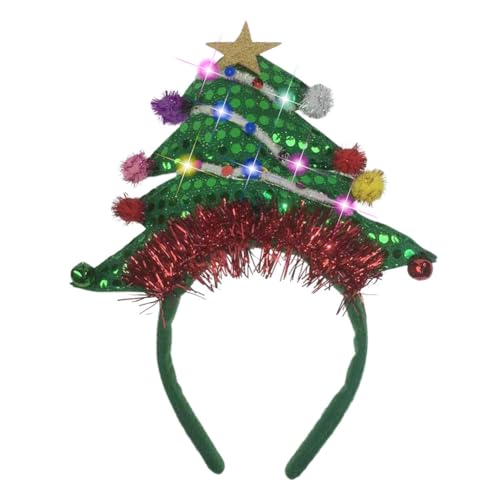 Wooauto Weihnachtsbaum-Stirnband,Weihnachts Kopfschmuck Leuchtendes Stirnband Frauen Weihnachts Stirnbänder Kinder Weihnachtsbaum Haarband Weihnachtsfeier Kostüm Foto-Requisiten Kopfschmuck,Typ 2 von Wooauto