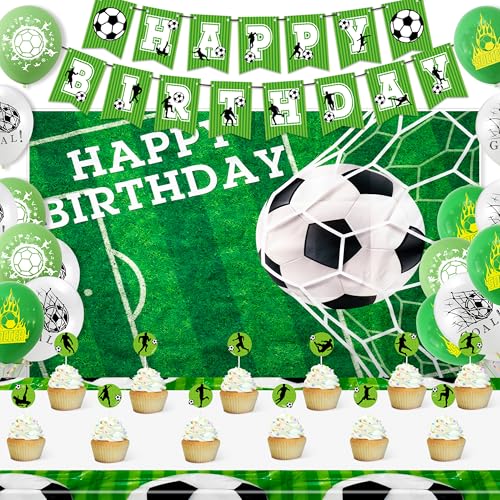 Wood Homing Fußball-Geburtstagsdekorationsset – Grünes und weißes Fußball-Partyzubehör mit Happy Birthday-Banner, Kuchenaufsatz für Kinder, Jungen, Teenager, Fußball, Sport, hängende Dekoration Wood Homing Fußball-Geburtstagsdekorationsset – Grünes und weißes Fußball-Partyzubehör mit Happy Birthday-Banner, Kuchenaufsatz für Kinder, Jungen, Teenager, Fußball, Sport, hängende Dekoration von Wood Homing
