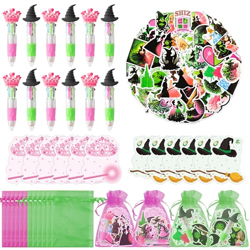 Wood Homing Prinzessinnen-Hexen-Schreibwaren-Geschenk, 12 Stück, grün und rosa, Partyzubehör, 4-in-1 Besen-Kugelschreiber, Haftnotizen, Aufkleber und Organza, Hexen-Goodie-Tütenfüller für Kinder Wood Homing Prinzessinnen-Hexen-Schreibwaren-Geschenk, 12 Stück, grün und rosa, Partyzubehör, 4-in-1 Besen-Kugelschreiber, Haftnotizen, Aufkleber und Organza, Hexen-Goodie-Tütenfüller für Kinder von Wood Homing