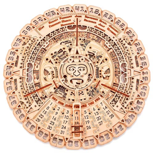 Wood Trick Maya Wandkalender 3D Holzpuzzles für Erwachsene und Kinder zum Bauen - 16 "- Holzmodellbausatz - Aztekischer Kalender von Wood Trick