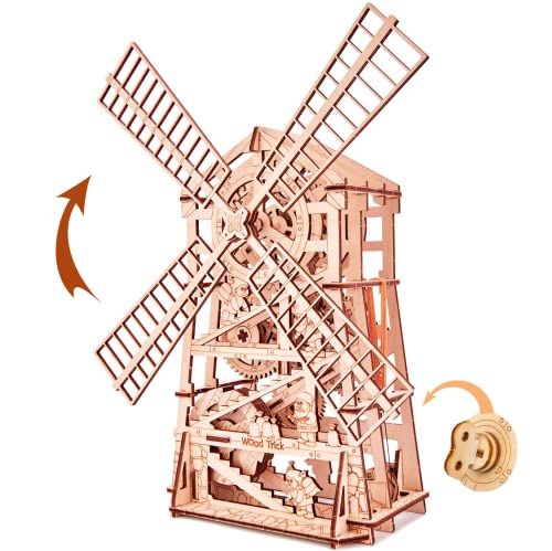 Wood Trick Mechanische Windmühle Spielzeug - Holz Windmühle Kit zu Bauen - 3D Holz Puzzle - STEM Spielzeug für Jungen und Mädchen von Wood Trick