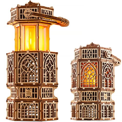 Wood Trick Antike Laterne Leuchtendes LED 3D Holzpuzzle für Erwachsene und Kinder zum Selberbauen - 2-Modus-Beleuchtung - Technik DIY Projekt Mechanisches 3D Puzzle Modellbausatz für Erwachsene von Wood Trick