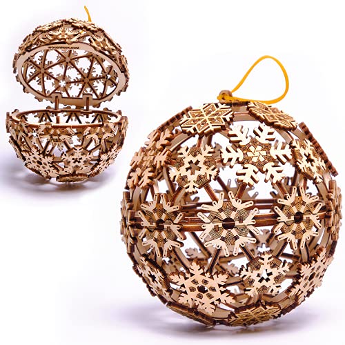 Wood Trick Christmas Ball 3D Wooden Puzzles for Adults and Kids to Build - Great Christmas Decor - Store Your Gifts - 5x4.7 in - Wooden Model Kits for Adults and Kids von Wood Trick