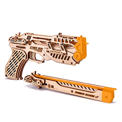 Wood Trick Cyber-Pistole 3D Holzpuzzle - Gummibandpistole - Schießt bis zu 6 m - Holzmodellbausatz für Erwachsene und Kinder zum Bauen - 14+ von Wood Trick