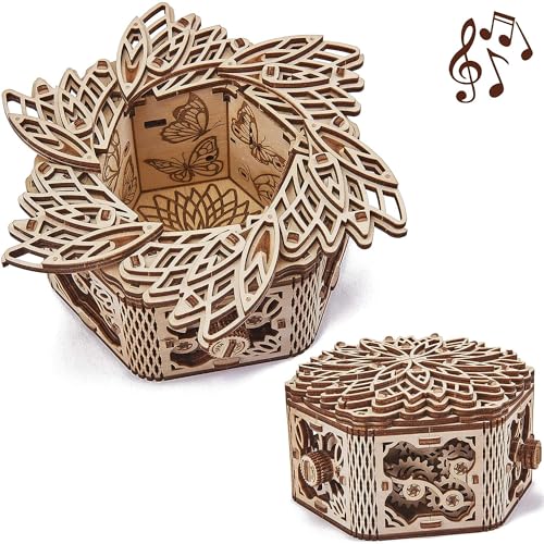 Wood Trick Geheimnisvolle Blume Für Elise Holzspieluhr-Kit - Andenken- und Schmuckschatulle - 3D-Holzpuzzle für Erwachsene und Kinder zum Bauen - DIY Wood Trick Geheimnisvolle Blume Für Elise Holzspieluhr-Kit - Andenken- und Schmuckschatulle - 3D-Holzpuzzle für Erwachsene und Kinder zum Bauen - DIY von Wood Trick