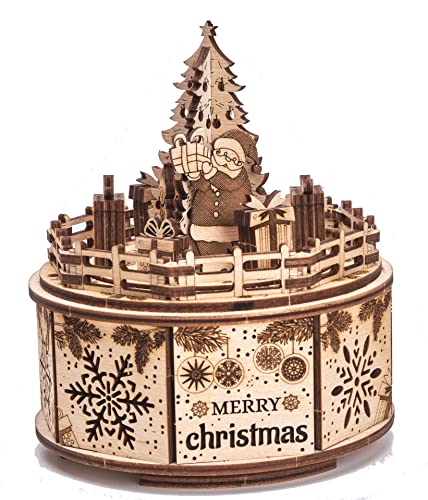Wood Trick Musikbox Geschenke von Santa Model Kit - Wir wünschen Ihnen Frohe Weihnachten Schöne Melodie - Sehr robust und ökologisch - 3D Holzpuzzle von Wood Trick