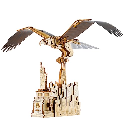 Wood Trick Liberty Eagle 3D Wooden Puzzles for Adults and Kids to Build - Mechanical Wings Movement - Engineering DIY Project Bird 3D Puzzles for Adults Model Kits von Wood Trick