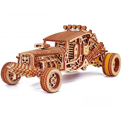 Wood Trick Mad Buggy Car 3D-Holzpuzzle für Erwachsene und Kinder zum Bauen – Fahrten bis zu 7,6 m – detailliertes und stabiles Design – Technische DIY Holzmodellauto Kit zum Bauen von Wood Trick
