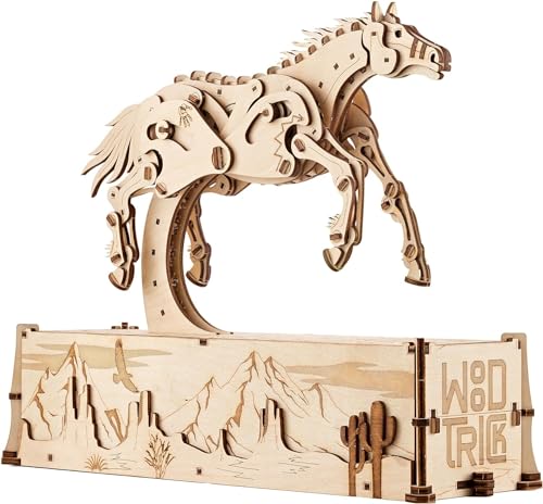 Wood Trick Mustang 3D Holzpuzzles für Erwachsene und Kinder zum Bauen - Mechanische Bewegung - Engineering DIY Projekt 3D Puzzles für Erwachsene Modellbausätze von Wood Trick