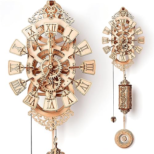 Wood Trick Pendel Wanduhr Kit zu Bauen, Holz DIY Wanduhr groß - Keine Batterien - 3D Holzpuzzle - 3D Wanduhr mechanisches Modell Pendulum Clock - Royal Clock, von Wood Trick