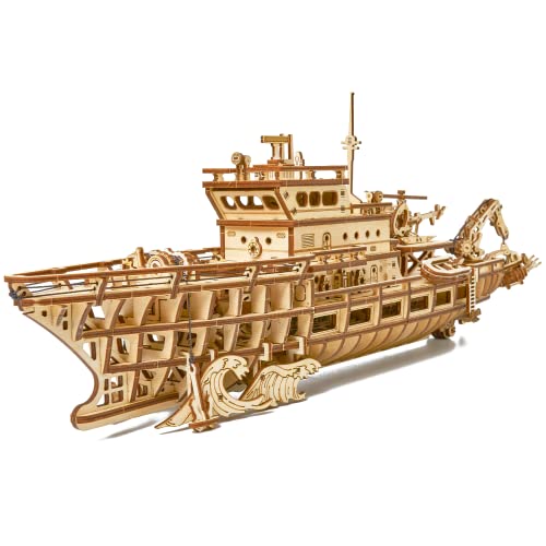 Wood Trick Yacht Mechanische 3D-Holzpuzzle für Erwachsene und Kinder zum Bauen - Fährt bis zu 8 ft - Modellbaukästen für Erwachsene - DIY-Holzmodelle für Erwachsene zum Bauen von Wood Trick