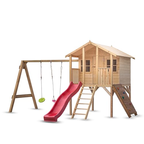 Wood & Play Borys Kinderspielhaus - DIY Einfacher Zusammenbau - Robuste und langlebige Konstruktion - Holz - Unbedenkliches, nachwachsendes Material - 425 x 300 cm + Rutsche, Schaukel und Kletterwand Wood & Play Borys Kinderspielhaus - DIY Einfacher Zusammenbau - Robuste und langlebige Konstruktion - Holz - Unbedenkliches, nachwachsendes Material - 425 x 300 cm + Rutsche, Schaukel und Kletterwand von Wood & Play
