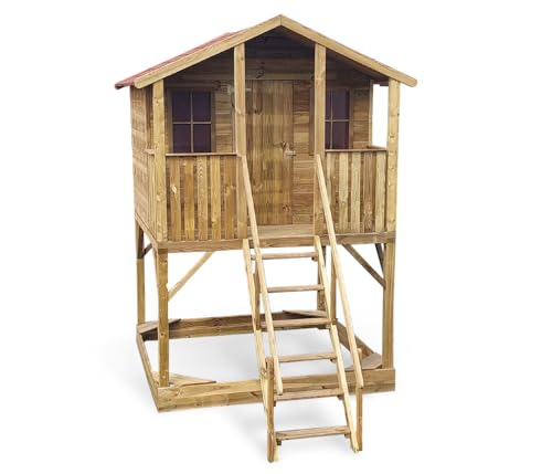 Wood & Play - Kinderspielhaus aus Holz, Ola Spielhaus Kinder aus Echtholz, Outdoor Holzhaus Spielhütte, Gartenhaus für Kinder, Garten-Sommerhaus - Einfacher Aufbau, Vollständiger Set Wood & Play - Kinderspielhaus aus Holz, Ola Spielhaus Kinder aus Echtholz, Outdoor Holzhaus Spielhütte, Gartenhaus für Kinder, Garten-Sommerhaus - Einfacher Aufbau, Vollständiger Set von Wood & Play