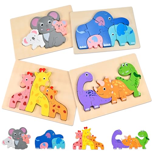 Wooderma Holzpuzzle für Kleinkinder, Steckpuzzle Montessori Spielzeug Baby, Holzspielzeug für Kinder von 1-3 Jahren, Lernspielzeug Pädagogisches, Geschenk für Kinder Jungen und Mädchen - 4er-Pack Wooderma Holzpuzzle für Kleinkinder, Steckpuzzle Montessori Spielzeug Baby, Holzspielzeug für Kinder von 1-3 Jahren, Lernspielzeug Pädagogisches, Geschenk für Kinder Jungen und Mädchen - 4er-Pack von Wooderma