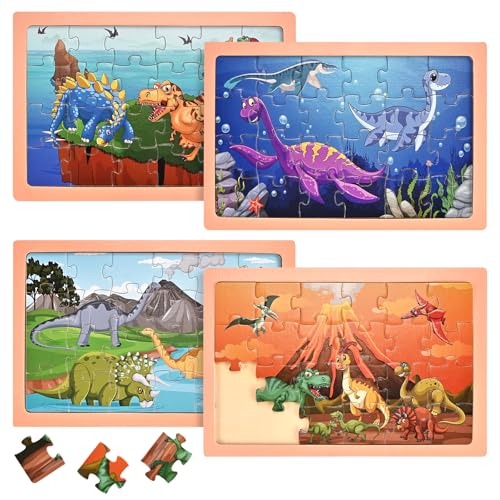Wooderma Kinderpuzzle Dinosaurier, Dino Puzzle für Kinder ab 3 4 5 6 Jahre, Tier Holzpuzzle mit 4x24 Teilen, Montessori-Spielzeug, Lehrreiches Vorschulspielzeug, Geschenke für Jungen und Mädchen Wooderma Kinderpuzzle Dinosaurier, Dino Puzzle für Kinder ab 3 4 5 6 Jahre, Tier Holzpuzzle mit 4x24 Teilen, Montessori-Spielzeug, Lehrreiches Vorschulspielzeug, Geschenke für Jungen und Mädchen von Wooderma