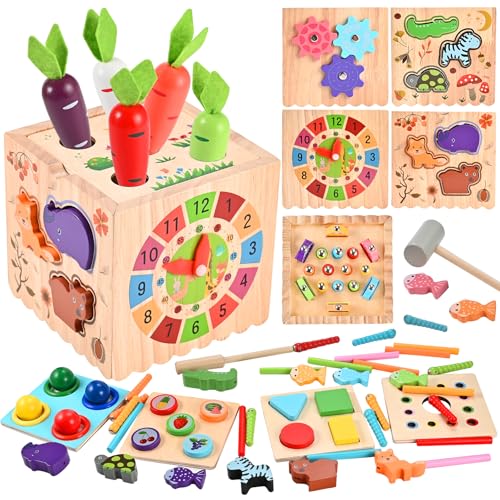 Wooderma Motorikwürfel 10 in 1 Motorikspielzeug ab 1 Jahr, Aktivitätswürfel Baby Spielzeug, 60 Pcs Kinder Holzspielzeug, Montessori Activity Center Lernspielzeug Steckwürfel Kinderspielzeug Geschenk Wooderma Motorikwürfel 10 in 1 Motorikspielzeug ab 1 Jahr, Aktivitätswürfel Baby Spielzeug, 60 Pcs Kinder Holzspielzeug, Montessori Activity Center Lernspielzeug Steckwürfel Kinderspielzeug Geschenk von Wooderma