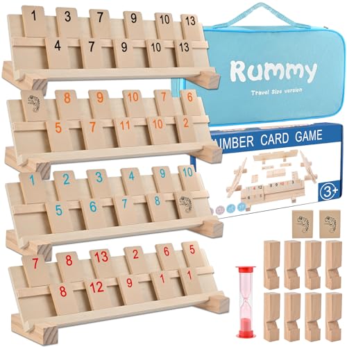 Wooderma Rummy Holz Spiel, Gesellschaftsspiel ab 6 Jahren, Holz Wooden Rummy Set mit 106 Spielsteinen, Hochwertiges Brettspiel, Rummy Holzspiel für 2 bis 4 Spieler, Legespiel Erwachsene Kinder Wooderma Rummy Holz Spiel, Gesellschaftsspiel ab 6 Jahren, Holz Wooden Rummy Set mit 106 Spielsteinen, Hochwertiges Brettspiel, Rummy Holzspiel für 2 bis 4 Spieler, Legespiel Erwachsene Kinder von Wooderma