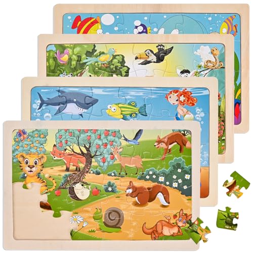 Wooderma Tiere Puzzle ab 3 4 5 Jahre, 4x24 Teilen Holzpuzzles für Kinder, Kinderpuzzle Holz Puzzles Kinderspielzeug, Vorschule Lehrreiches Spielzeug Montessori, Geschenke für Kinder Mädchen Jungen Wooderma Tiere Puzzle ab 3 4 5 Jahre, 4x24 Teilen Holzpuzzles für Kinder, Kinderpuzzle Holz Puzzles Kinderspielzeug, Vorschule Lehrreiches Spielzeug Montessori, Geschenke für Kinder Mädchen Jungen von Wooderma