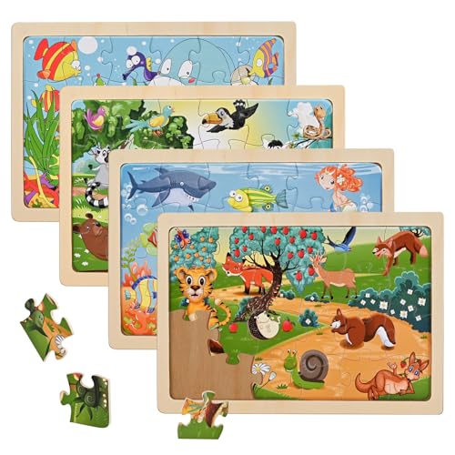Wooderma Tiere Puzzle ab 3 4 5 Jahre, 4x24 Teilen Holzpuzzles für Kinder, Kinderpuzzle Holz Puzzles Kinderspielzeug, Vorschule Lehrreiches Spielzeug Montessori, Geschenke für Kinder Mädchen Jungen Wooderma Tiere Puzzle ab 3 4 5 Jahre, 4x24 Teilen Holzpuzzles für Kinder, Kinderpuzzle Holz Puzzles Kinderspielzeug, Vorschule Lehrreiches Spielzeug Montessori, Geschenke für Kinder Mädchen Jungen von Wooderma