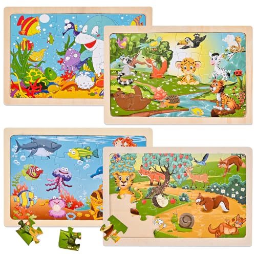 Wooderma Tiere Puzzle ab 3 4 5 Jahre, 4x24 Teilen Holzpuzzles für Kinder, Kinderpuzzle Holz Puzzles Kinderspielzeug, Vorschule Lehrreiches Spielzeug Montessori, Geschenke für Mädchen Jungen Wooderma Tiere Puzzle ab 3 4 5 Jahre, 4x24 Teilen Holzpuzzles für Kinder, Kinderpuzzle Holz Puzzles Kinderspielzeug, Vorschule Lehrreiches Spielzeug Montessori, Geschenke für Mädchen Jungen von Wooderma