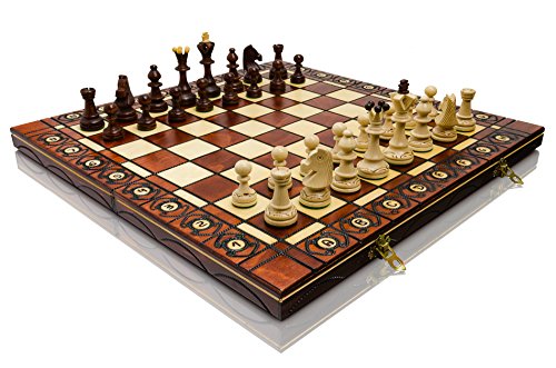 Woodeyland Handgefertigte Holz SENATOR Schachspiel 40x40 cm von Woodeyland
